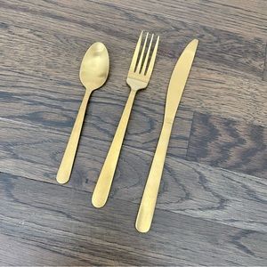 Set of Gold Silverware (Spoon, Fork, Knife)